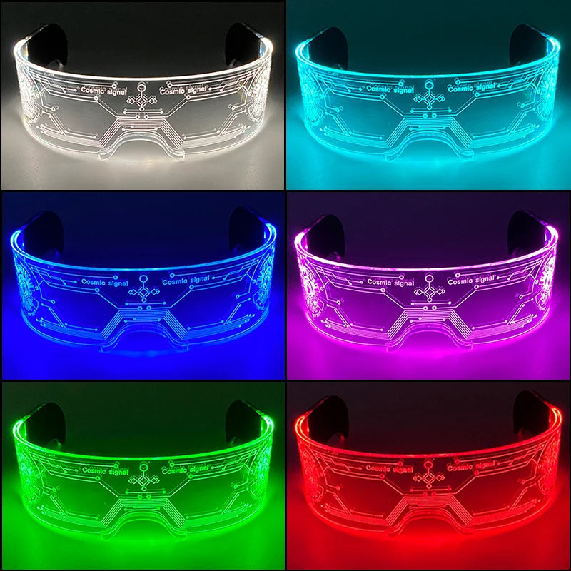 Hot LED Luminous Glasses Neon Light Up Visor Eyeglasses Bar Party Glasses For Halloween Christmas Festival Glow Party Decoration