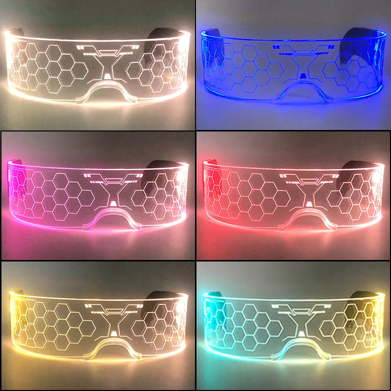 Hot LED Luminous Glasses Neon Light Up Visor Eyeglasses Bar Party Glasses For Halloween Christmas Festival Glow Party Decoration