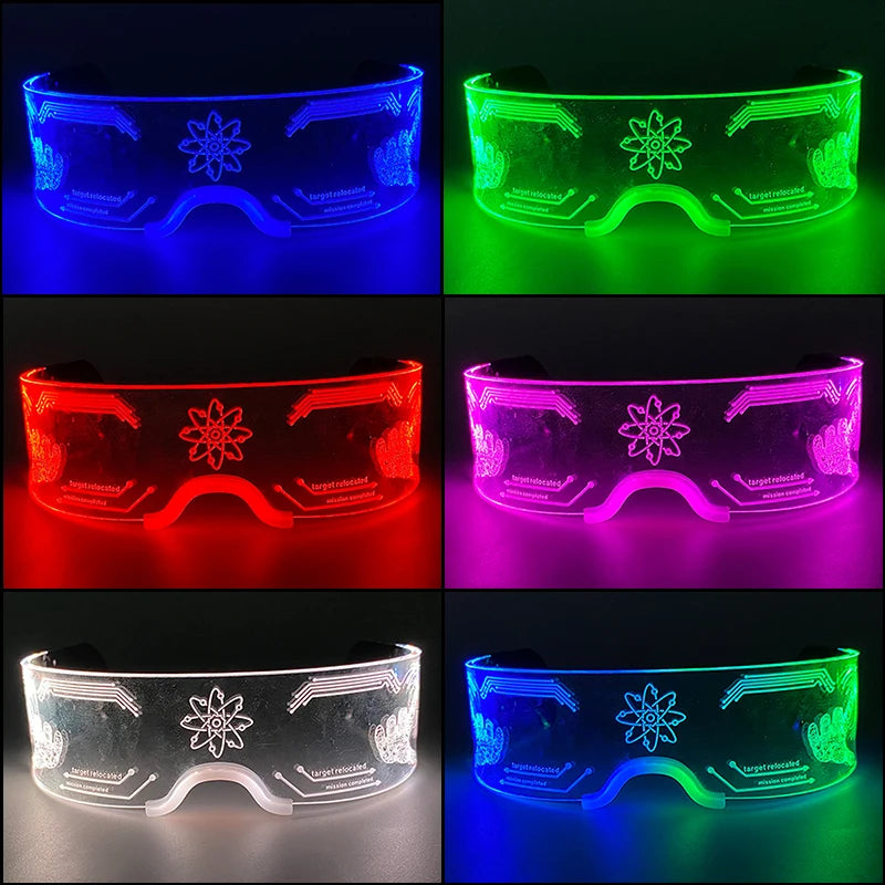 Hot LED Luminous Glasses Neon Light Up Visor Eyeglasses Bar Party Glasses For Halloween Christmas Festival Glow Party Decoration