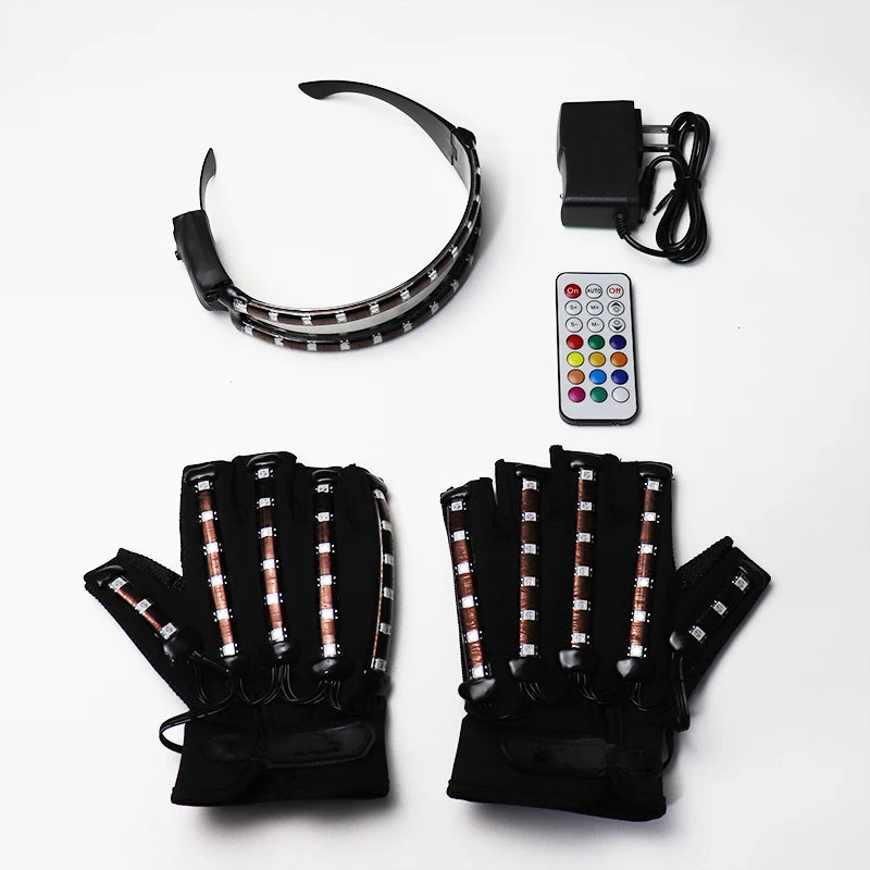 LED Gloves Glowing Glasses Light Up Glasses Rave Costume Decor DJ Dance Performances Luminous Props Halloween Decorati