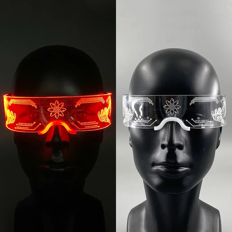 Hot LED Luminous Glasses Neon Light Up Visor Eyeglasses Bar Party Glasses For Halloween Christmas Festival Glow Party Decoration