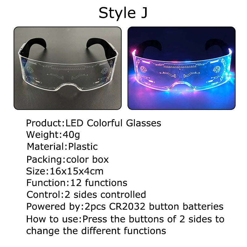 Hot LED Luminous Glasses Neon Light Up Visor Eyeglasses Bar Party Glasses For Halloween Christmas Festival Glow Party Decoration