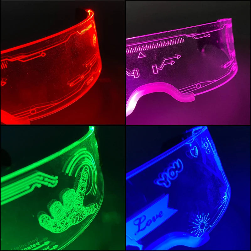 Hot LED Luminous Glasses Neon Light Up Visor Eyeglasses Bar Party Glasses For Halloween Christmas Festival Glow Party Decoration