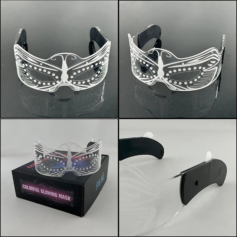 Hot LED Luminous Glasses Neon Light Up Visor Eyeglasses Bar Party Glasses For Halloween Christmas Festival Glow Party Decoration