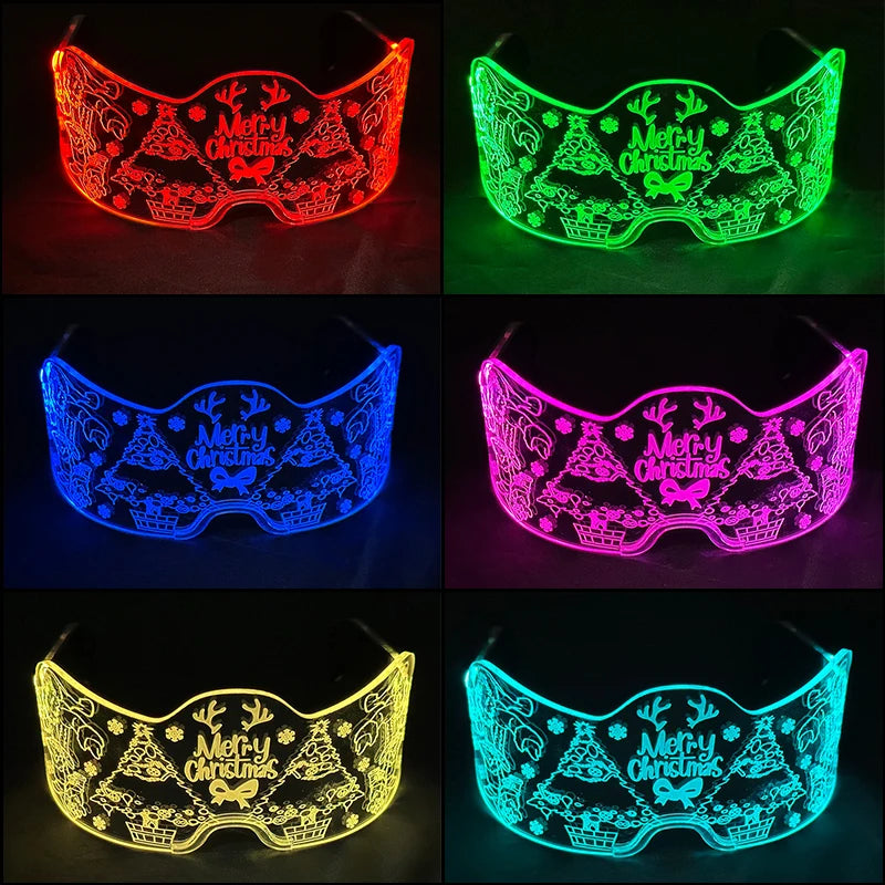Hot LED Luminous Glasses Neon Light Up Visor Eyeglasses Bar Party Glasses For Halloween Christmas Festival Glow Party Decoration