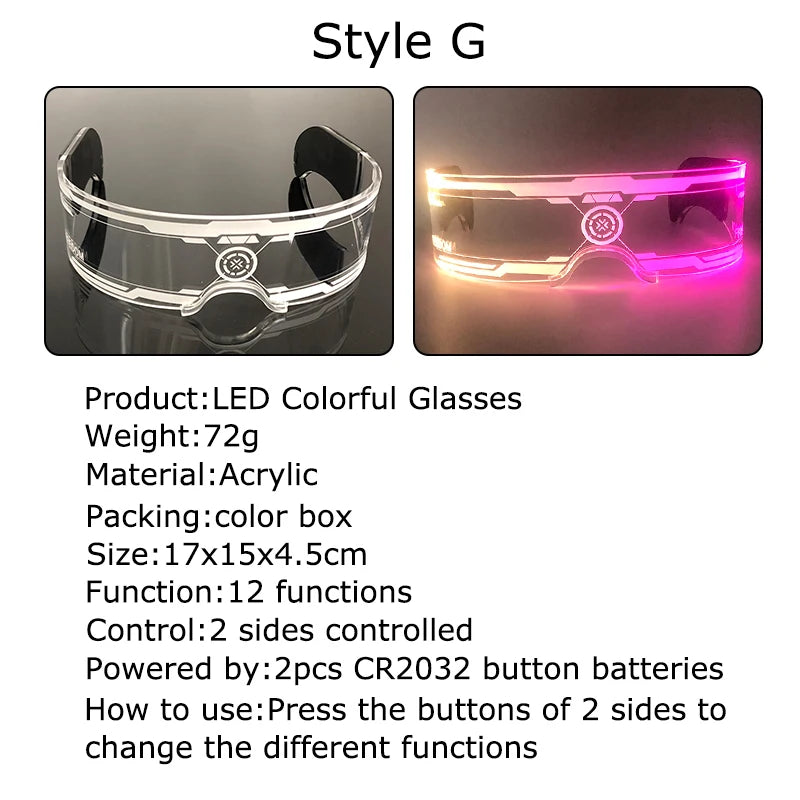 Hot LED Luminous Glasses Neon Light Up Visor Eyeglasses Bar Party Glasses For Halloween Christmas Festival Glow Party Decoration
