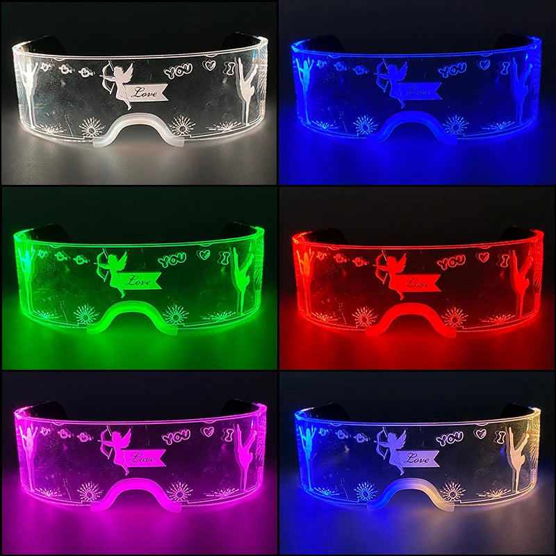 Hot LED Luminous Glasses Neon Light Up Visor Eyeglasses Bar Party Glasses For Halloween Christmas Festival Glow Party Decoration