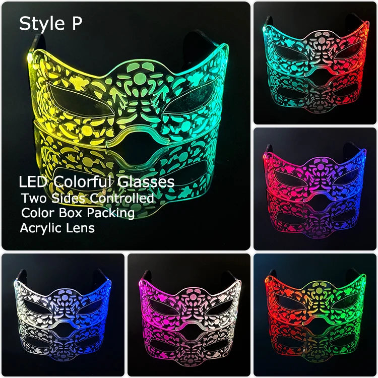Hot LED Luminous Glasses Neon Light Up Visor Eyeglasses Bar Party Glasses For Halloween Christmas Festival Glow Party Decoration