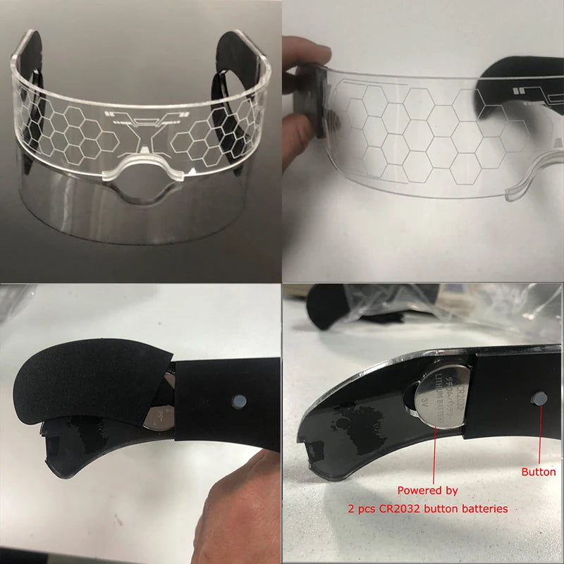 Hot LED Luminous Glasses Neon Light Up Visor Eyeglasses Bar Party Glasses For Halloween Christmas Festival Glow Party Decoration