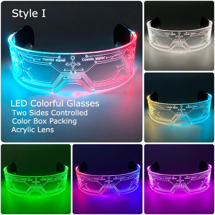 Hot LED Luminous Glasses Neon Light Up Visor Eyeglasses Bar Party Glasses For Halloween Christmas Festival Glow Party Decoration
