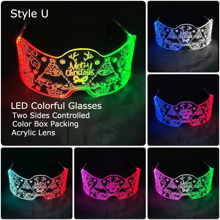 Hot LED Luminous Glasses Neon Light Up Visor Eyeglasses Bar Party Glasses For Halloween Christmas Festival Glow Party Decoration