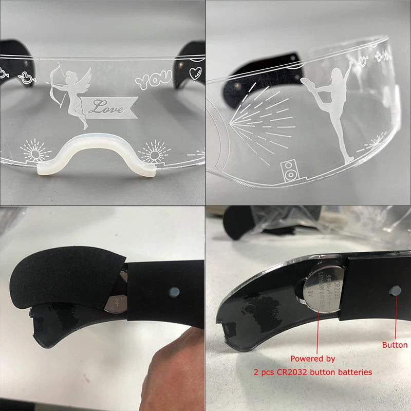 Hot LED Luminous Glasses Neon Light Up Visor Eyeglasses Bar Party Glasses For Halloween Christmas Festival Glow Party Decoration