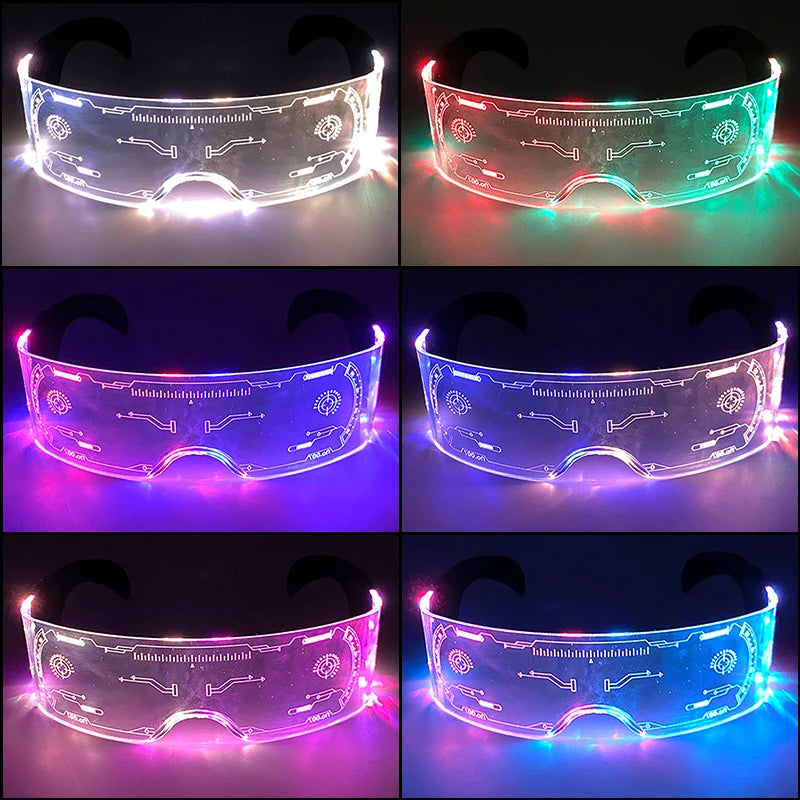 Hot LED Luminous Glasses Neon Light Up Visor Eyeglasses Bar Party Glasses For Halloween Christmas Festival Glow Party Decoration