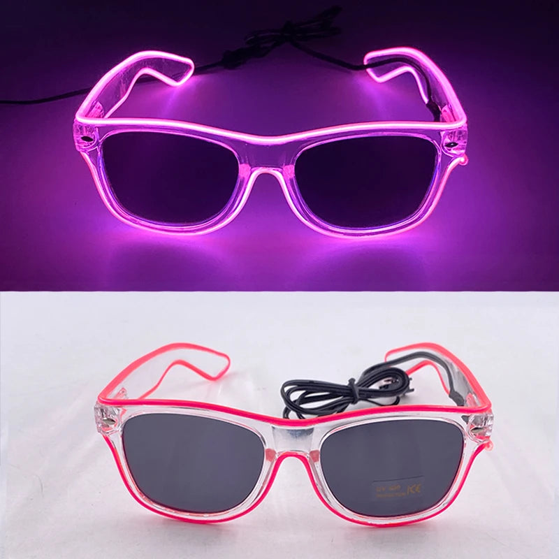 Rave Bar Glowing Glasses With Light Neon Party Decor LED Sunglasses For Men Women Birthday Luminous Glasses Festival Supplies