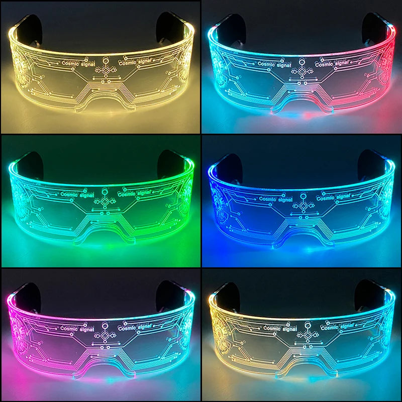 Hot LED Luminous Glasses Neon Light Up Visor Eyeglasses Bar Party Glasses For Halloween Christmas Festival Glow Party Decoration