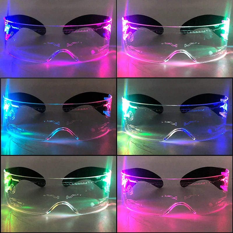 Hot LED Luminous Glasses Neon Light Up Visor Eyeglasses Bar Party Glasses For Halloween Christmas Festival Glow Party Decoration