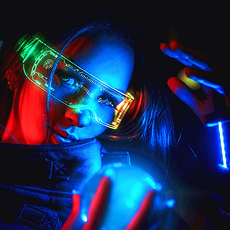 Hot LED Luminous Glasses Neon Light Up Visor Eyeglasses Bar Party Glasses For Halloween Christmas Festival Glow Party Decoration