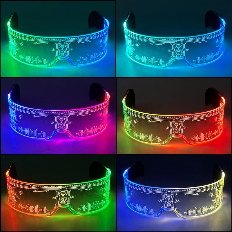 Hot LED Luminous Glasses Neon Light Up Visor Eyeglasses Bar Party Glasses For Halloween Christmas Festival Glow Party Decoration