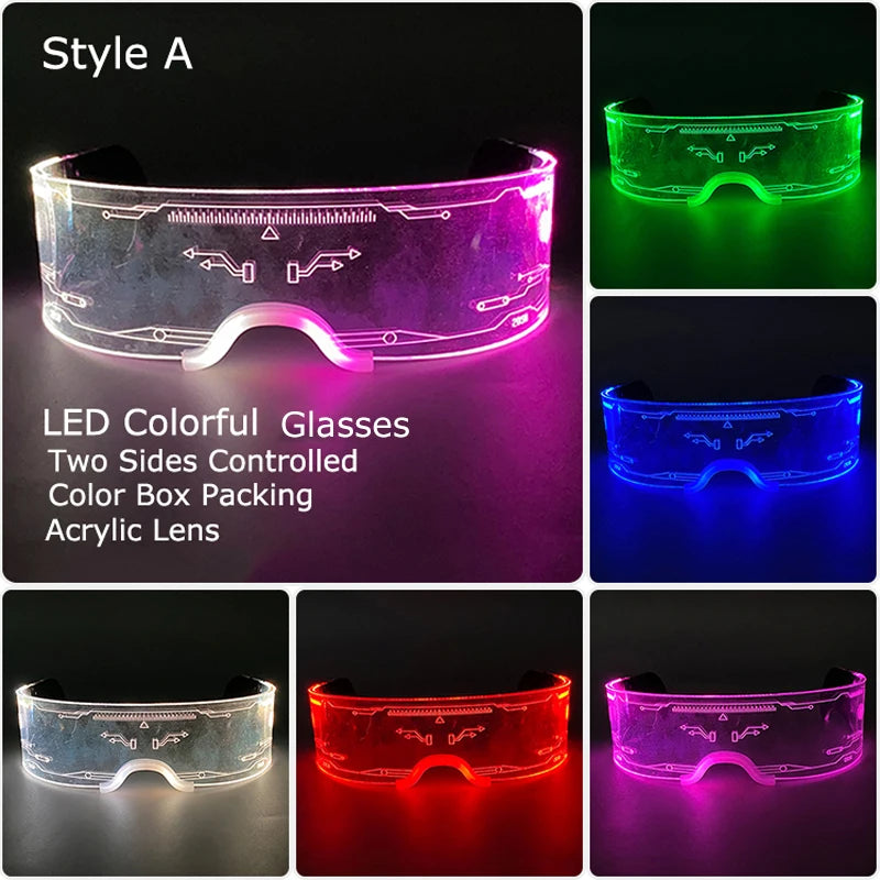 Hot LED Luminous Glasses Neon Light Up Visor Eyeglasses Bar Party Glasses For Halloween Christmas Festival Glow Party Decoration