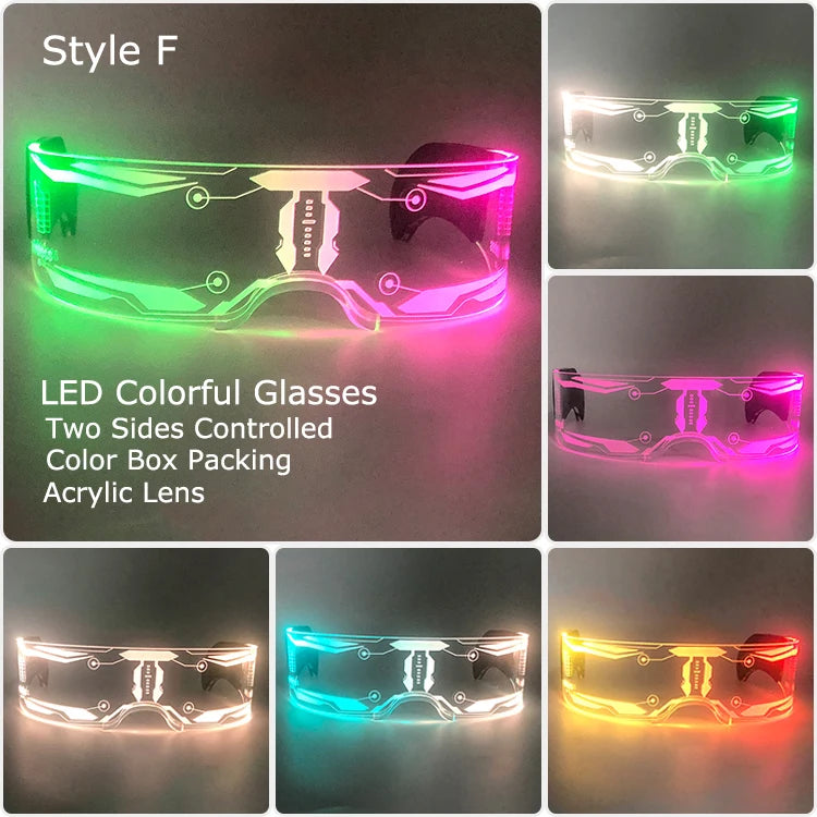 Hot LED Luminous Glasses Neon Light Up Visor Eyeglasses Bar Party Glasses For Halloween Christmas Festival Glow Party Decoration