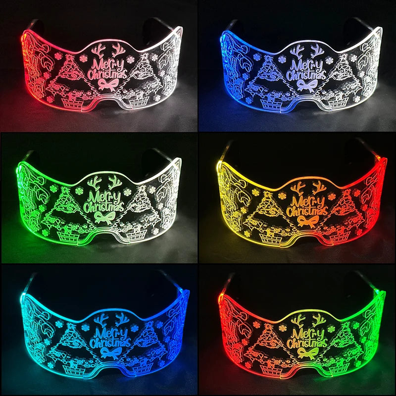 Hot LED Luminous Glasses Neon Light Up Visor Eyeglasses Bar Party Glasses For Halloween Christmas Festival Glow Party Decoration