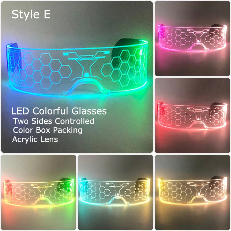 Hot LED Luminous Glasses Neon Light Up Visor Eyeglasses Bar Party Glasses For Halloween Christmas Festival Glow Party Decoration