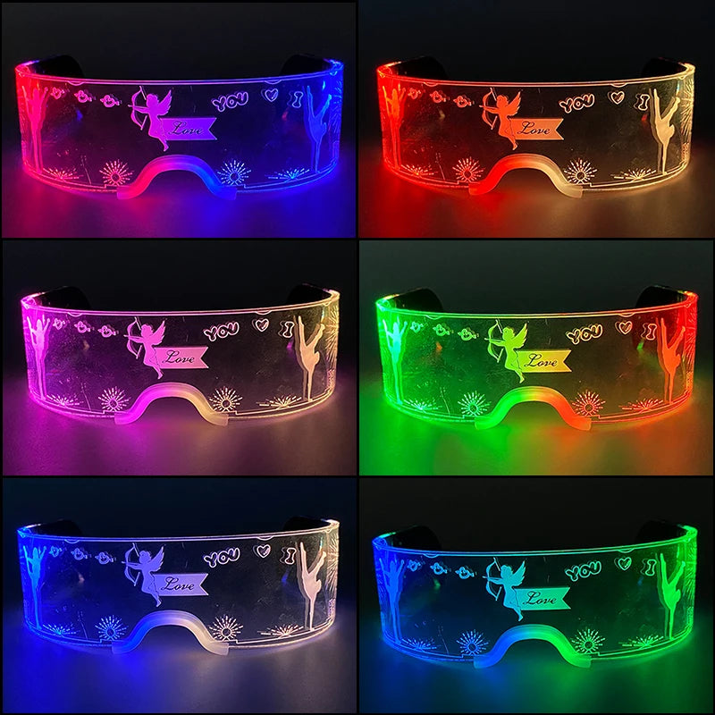 Hot LED Luminous Glasses Neon Light Up Visor Eyeglasses Bar Party Glasses For Halloween Christmas Festival Glow Party Decoration