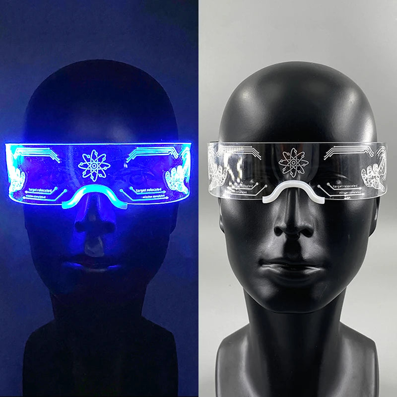 Hot LED Luminous Glasses Neon Light Up Visor Eyeglasses Bar Party Glasses For Halloween Christmas Festival Glow Party Decoration