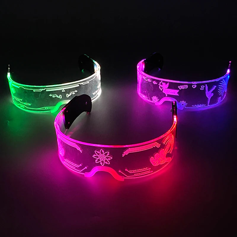 Hot LED Luminous Glasses Neon Light Up Visor Eyeglasses Bar Party Glasses For Halloween Christmas Festival Glow Party Decoration