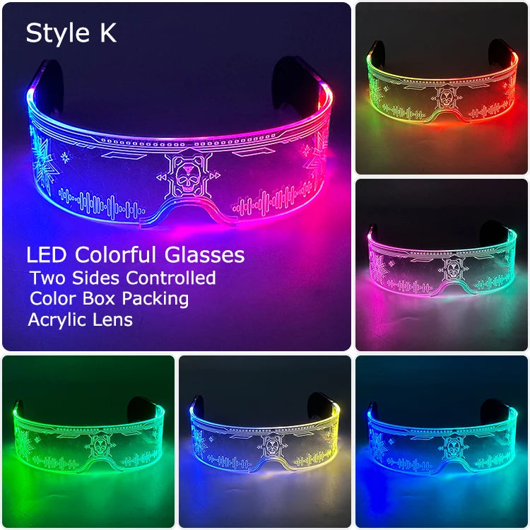 Hot LED Luminous Glasses Neon Light Up Visor Eyeglasses Bar Party Glasses For Halloween Christmas Festival Glow Party Decoration