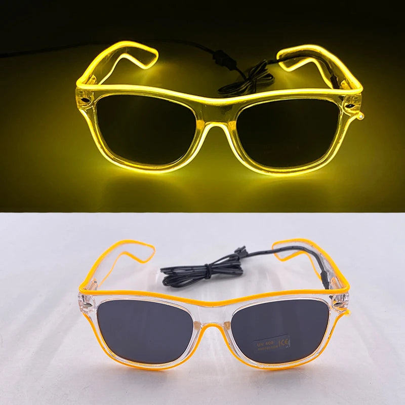 Rave Bar Glowing Glasses With Light Neon Party Decor LED Sunglasses For Men Women Birthday Luminous Glasses Festival Supplies