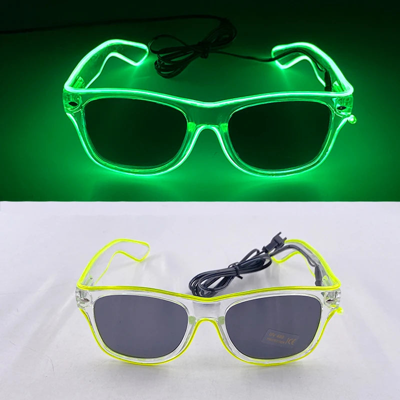 Rave Bar Glowing Glasses With Light Neon Party Decor LED Sunglasses For Men Women Birthday Luminous Glasses Festival Supplies