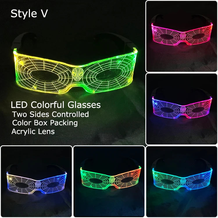 Hot LED Luminous Glasses Neon Light Up Visor Eyeglasses Bar Party Glasses For Halloween Christmas Festival Glow Party Decoration