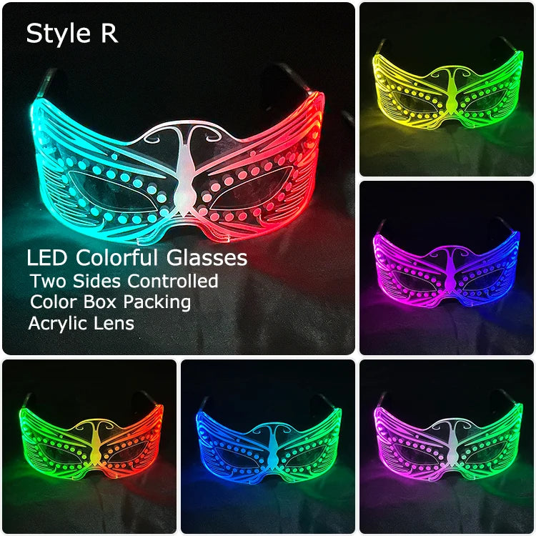 Hot LED Luminous Glasses Neon Light Up Visor Eyeglasses Bar Party Glasses For Halloween Christmas Festival Glow Party Decoration