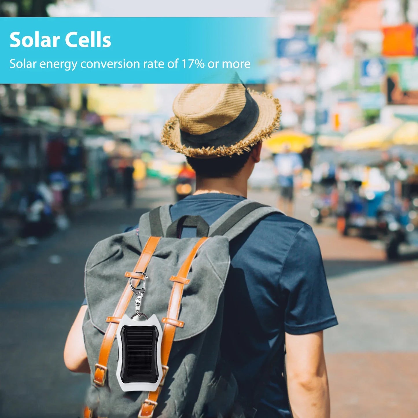 Portable Solar Power Bank Charger With Mini Flashlight Keychain Outdoor Camping USB Ports External Chargers Portable Powerbank