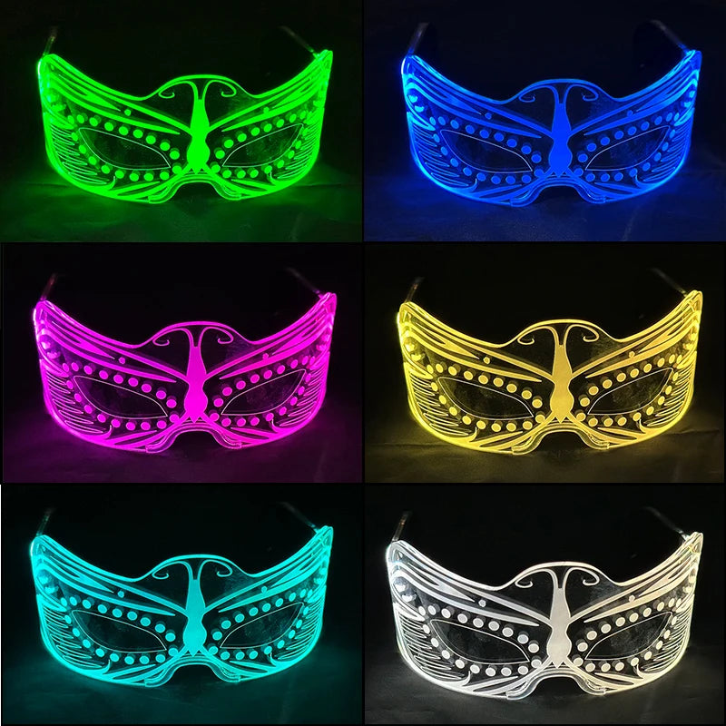 Hot LED Luminous Glasses Neon Light Up Visor Eyeglasses Bar Party Glasses For Halloween Christmas Festival Glow Party Decoration