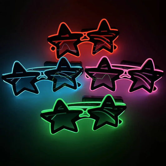 Led Glowing Glasses Star Light Up Glasses Glow In The Dark Party Supplies Birthday Wedding Bar Disco Atmosphere Props