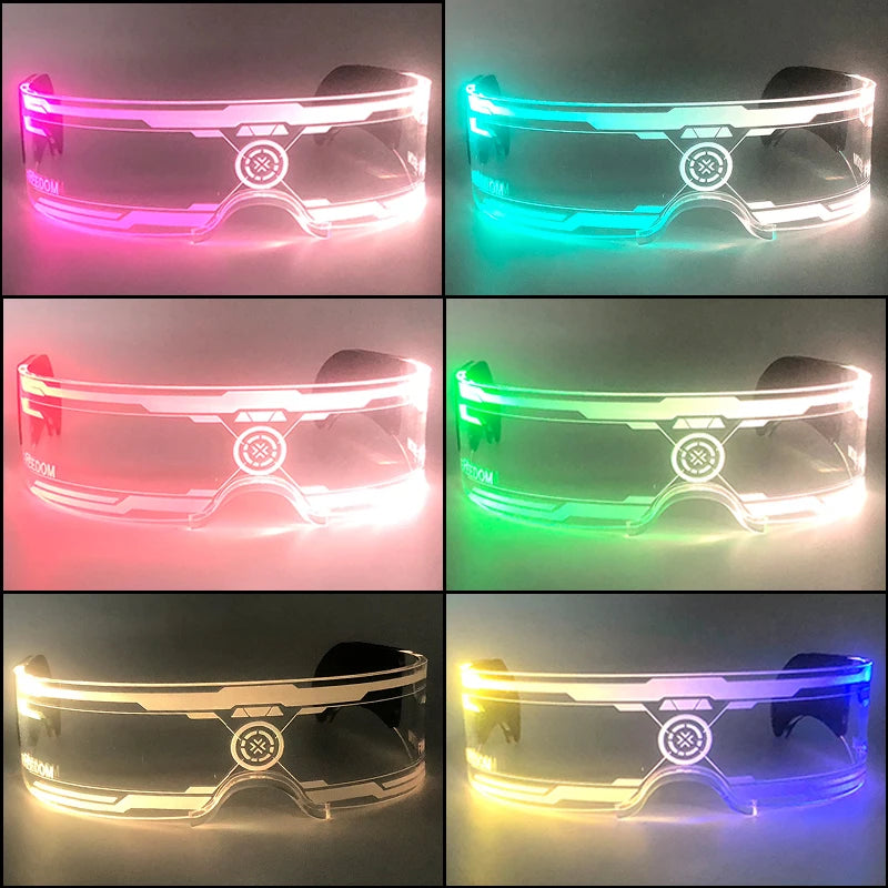Hot LED Luminous Glasses Neon Light Up Visor Eyeglasses Bar Party Glasses For Halloween Christmas Festival Glow Party Decoration