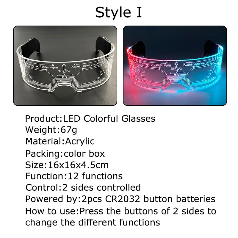 Hot LED Luminous Glasses Neon Light Up Visor Eyeglasses Bar Party Glasses For Halloween Christmas Festival Glow Party Decoration