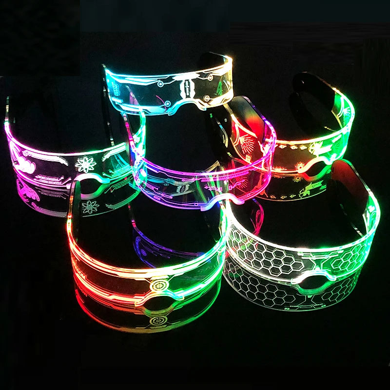 Hot LED Luminous Glasses Neon Light Up Visor Eyeglasses Bar Party Glasses For Halloween Christmas Festival Glow Party Decoration