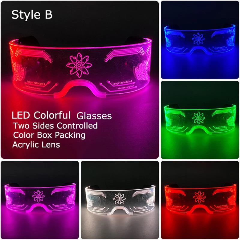 Hot LED Luminous Glasses Neon Light Up Visor Eyeglasses Bar Party Glasses For Halloween Christmas Festival Glow Party Decoration
